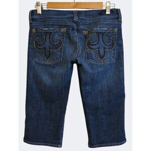 Express DPD Y2k Jeans Women's Size 6 28 Straight Crop Capris Long Bermuda Jorts